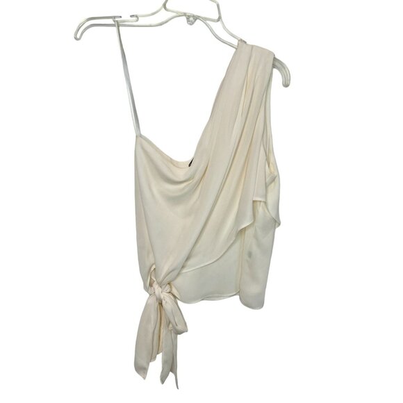 Krisa White One Shoulder Tie Top - Size M - Picture 3 of 7